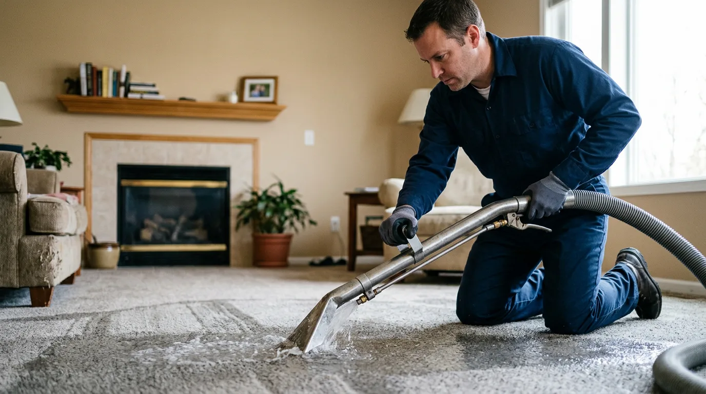 Water damage restoration technician working near Disputanta, VA